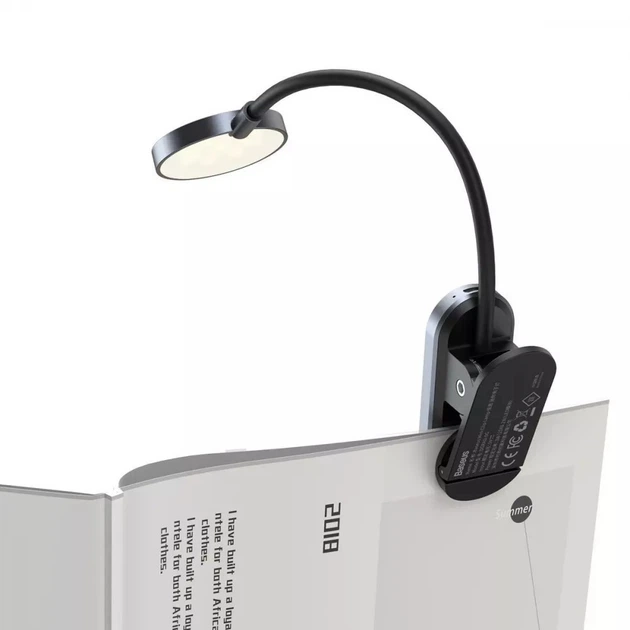 LED лампа на кліпсі з акумулятором Baseus Comfort Reading Mini Clip темно-сірий (DGRAD-0G) - изображение 6