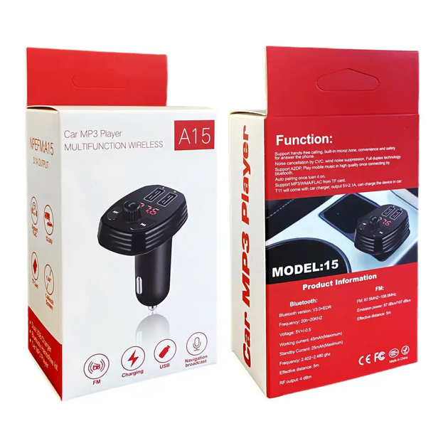 FM Модулятор MP3 для автомобиля с Bluetooth USB micro SD AUX воспроизведение музыки через радио 87.5-108 МГц - изображение 6