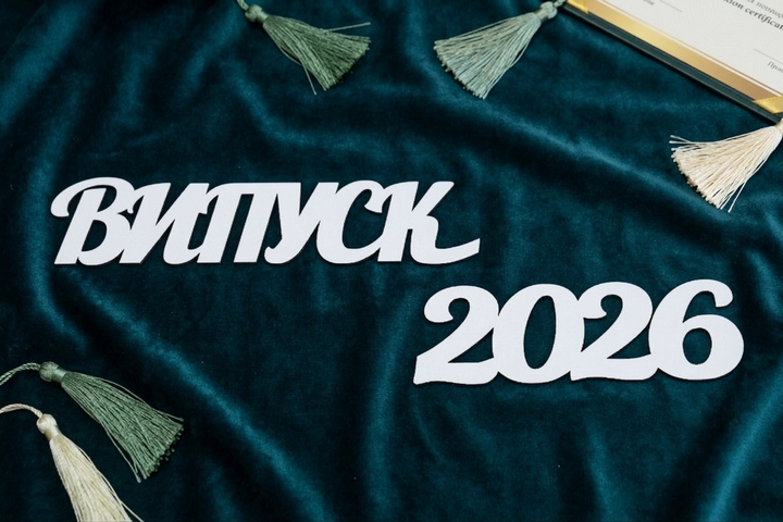 Декоративний напис «Випуск 2026» для фотозони (65х10 см, білий ХДФ) - Фото 1 Декоративний напис «Випуск 2026» для фотозони (65х10 см, білий ХДФ) - зображення 1