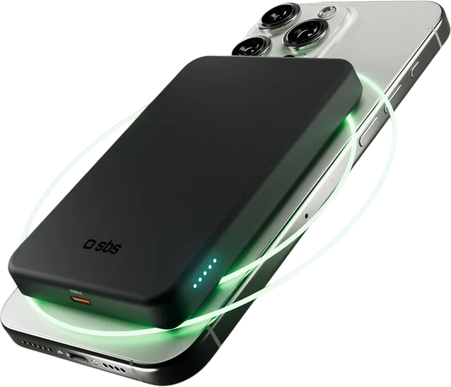 Powerbank SBS Mag Power Qi2 5000 mAh 20W Black (8018417499135) - Zdjęcie 3 Powerbank SBS Mag Power Qi2 5000 mAh 20W Black (8018417499135) - obraz 3