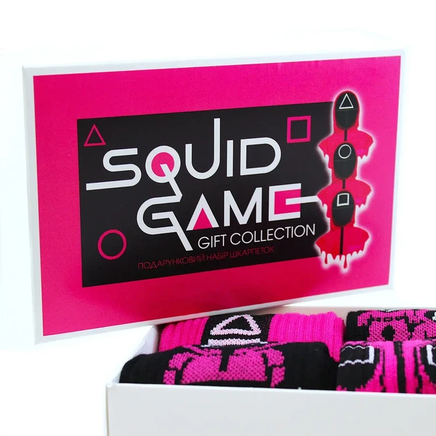 Носки женские с принтом «подарочный бокс Squid Game» парфюмированные Хлопок Разноцветные 41-44, набор 4 пары - Фото 3 Носки женские с принтом «подарочный бокс Squid Game» парфюмированные Хлопок Разноцветные 41-44, набор 4 пары - изображение 3