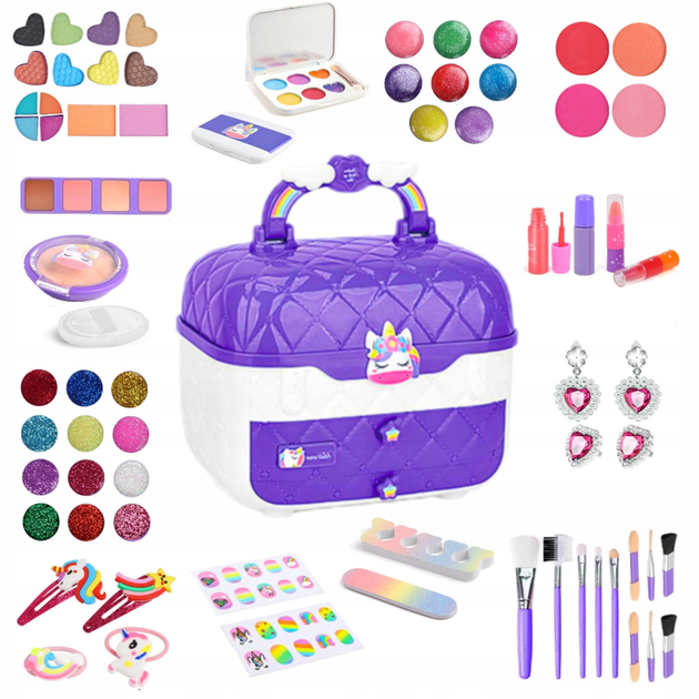 Набор детской косметики и украшений UNICORN 72 in 1 Purple Real Washable Cosmetic - Фото 2 Набор детской косметики и украшений UNICORN 72 in 1 Purple Real Washable Cosmetic - изображение 2