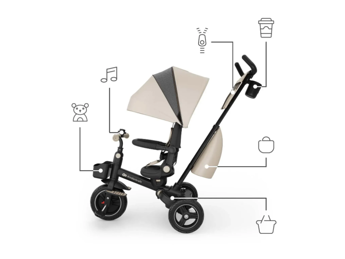 Триколісний велосипед Spinstep 2 Plus, Kinderkraft (Beige) - зображення 6