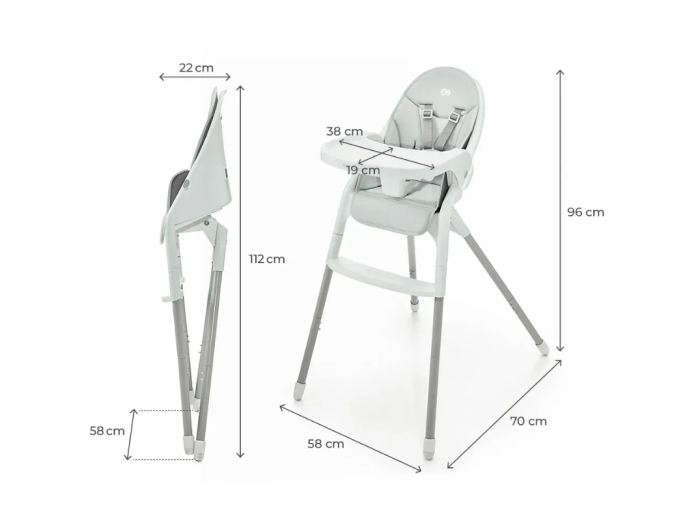 Стульчик для кормления Dinnly, Kinderkraft (Grey) - Фото 3 Стульчик для кормления Dinnly, Kinderkraft (Grey) - изображение 3