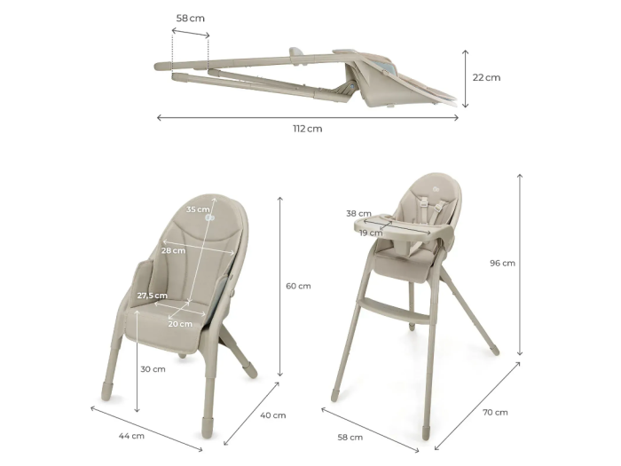 Стульчик для кормления Dinnly, Kinderkraft (Beige) - изображение 2