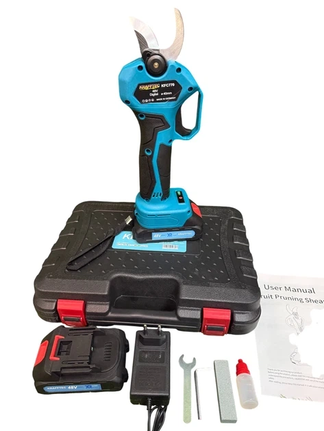 Секатор акумуляторний Krafftec Germany 48V 6Ah безщітковий садовий для обрізки та догляду з 2 акумуляторами та зарядним пристроєм - изображение 8