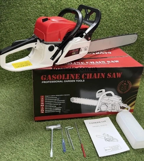 Бензопила Garden Tools 5,9 кВт 45 см для саду потужна професійна з високою продуктивністю та ергономічною рукояткою у комплекті з захисними окулярами та рукавицями - Фото 2 Бензопила Garden Tools 5,9 кВт 45 см для саду потужна професійна з високою продуктивністю та ергономічною рукояткою у комплекті з захисними окулярами та рукавицями - зображення 2
