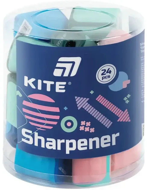 Набір точилок для олівців Kite Twist з контейнером асорті кольорів 24 шт (K26-120) - Фото 1 Набір точилок для олівців Kite Twist з контейнером асорті кольорів 24 шт (K26-120) - зображення 1