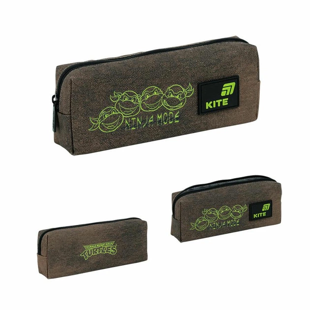 Пенал Kite Turtles "Черепашки Ніндзя" 19х7х4 см 1 отделение прямоугольный на молнии серо-коричневый (NT26-642) - изображение 2