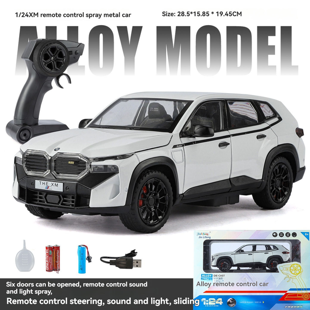 Радиоуправляемая машинка BMW XM 1:24 на пульте управления, металлическая RC модель, свет, звук, дым, открывающиеся двери, аккумулятор - изображение 3