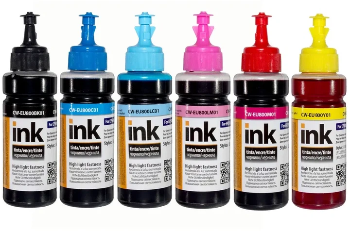 Комплект чорнил ColorWay Epson L800 (6 х 100 мл) BK/С/M/LС/LM/Y (CW-EU800SET01) - Фото 1 Комплект чорнил ColorWay Epson L800 (6 х 100 мл) BK/С/M/LС/LM/Y (CW-EU800SET01) - зображення 1
