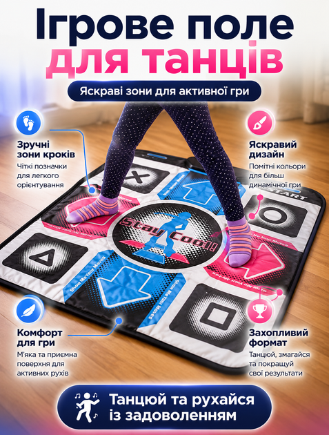 Килимок танцювальний музичний Stepmania Dance Mat для комп'ютера та телевізора з підключенням USB/AV-тюльпан та нековзною поверхнею - Фото 4 Килимок танцювальний музичний Stepmania Dance Mat для комп'ютера та телевізора з підключенням USB/AV-тюльпан та нековзною поверхнею - зображення 4