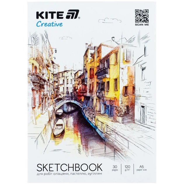 Скетчбук KITE, А5, 30 аркушів, Creative, для олівців, (K-1277) - Фото 1 Скетчбук KITE, А5, 30 аркушів, Creative, для олівців, (K-1277) - зображення 1
