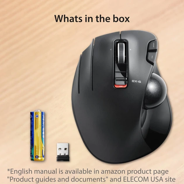 Проводная трекбольная мышь ELECOM EX-G / USB / 1500 DPI / 6 кнопок / Черная (102022038) - Б/У - Фото 9 Проводная трекбольная мышь ELECOM EX-G / USB / 1500 DPI / 6 кнопок / Черная (102022038) - Б/У - изображение 9