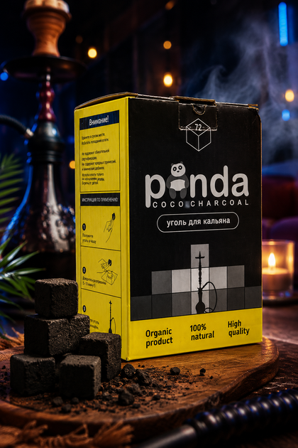 Кокосовый уголь Panda 1 кг 72 шт для кальяна 25х25мм - зображення 3
