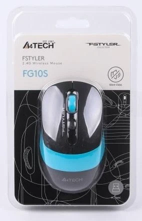 Мышь A4Tech Fstyler FG10S 2000dpi Black+Blue, USB, Wireless, бесшумная (FG10S (Blue)) - изображение 6