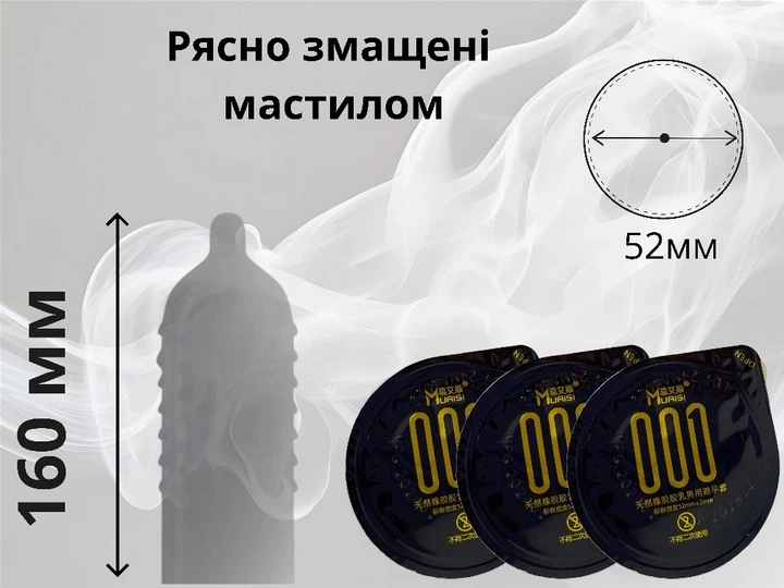 Презервативи Muaisi 001 Ультратонкі Black 3 шт (ROZ6400230547) - зображення 3