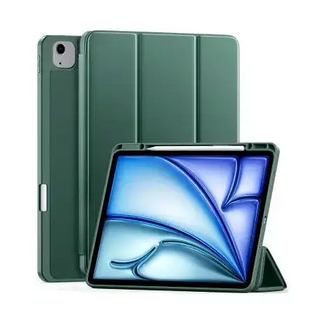 Чохол силіконовий для iPad 10.9 дюйма потрійний складаний з кишенею для ручки темно-зелений - зображення 3