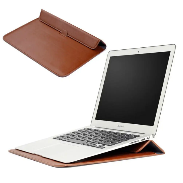 Чехол PU Sleeve Case для MacBook Air 13 коричневый силиконовый защитный аксессуар для хранения и переноски - Фото 5 Чехол PU Sleeve Case для MacBook Air 13 коричневый силиконовый защитный аксессуар для хранения и переноски - изображение 5