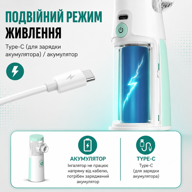 Портативный небулайзер-ингалятор Mesh W303 с аккумулятором - изображение 6