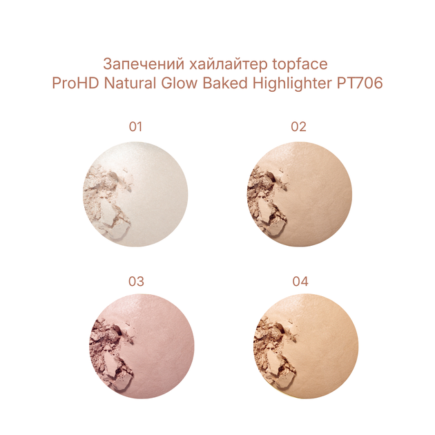 Хайлайтер запечений для обличчя Topface ProHD Natural Glow (PT706), 004 Cool Reflect Золотистий - зображення 3