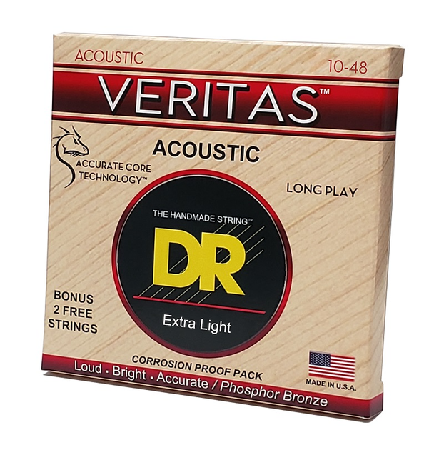 Струни для акустичної гітари DR Strings VERITAS Coated Core Acoustic Guitar Strings - Extra Light (10-48) - Фото 3 Струни для акустичної гітари DR Strings VERITAS Coated Core Acoustic Guitar Strings - Extra Light (10-48) - зображення 3