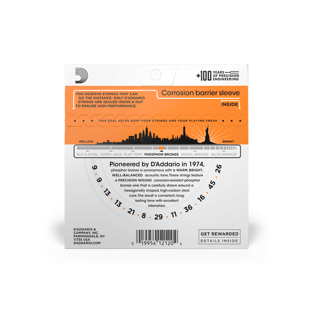 Струны для акустической гитары DʼADDARIO EJ41 Phosphor Bronze 12-String Extra Light (09-45) - Фото 3 Струны для акустической гитары DʼADDARIO EJ41 Phosphor Bronze 12-String Extra Light (09-45) - изображение 3