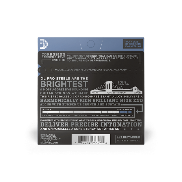 Струны для электрогитары DʼADDARIO EPS510 XL ProSteels Regular Light (10-46) - Фото 4 Струны для электрогитары DʼADDARIO EPS510 XL ProSteels Regular Light (10-46) - изображение 4