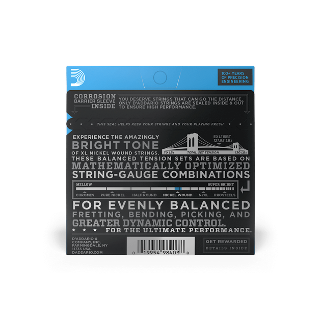 Струны для электрогитары DʼADDARIO EXL115BT XL Nickel Wound Balanced Tension Medium (11-50) - изображение 3