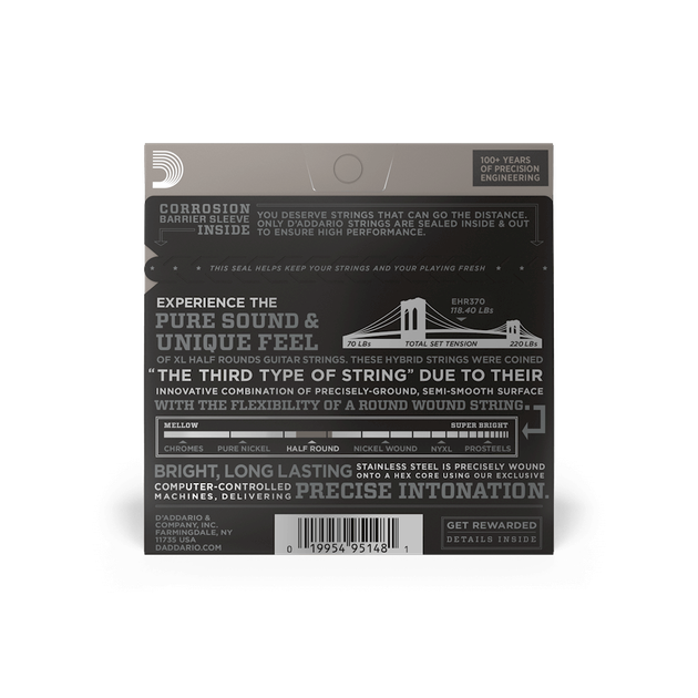 Струны для электрогитары DʼADDARIO EHR370 XL Half Rounds Medium (11-49) - Фото 3 Струны для электрогитары DʼADDARIO EHR370 XL Half Rounds Medium (11-49) - изображение 3