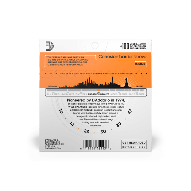 Струни для акустичної гітари DʼADDARIO EJ15 Phosphor Bronze Extra Light (10-47) - Фото 3 Струни для акустичної гітари DʼADDARIO EJ15 Phosphor Bronze Extra Light (10-47) - зображення 3