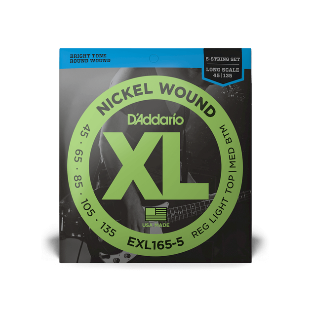 Струны для бас-гитары DʼADDARIO EXL165-5 XL Nickel Wound Bass Reg Light Top/Med Bottom 5-String (45-135) - Фото 1 Струны для бас-гитары DʼADDARIO EXL165-5 XL Nickel Wound Bass Reg Light Top/Med Bottom 5-String (45-135) - изображение 1