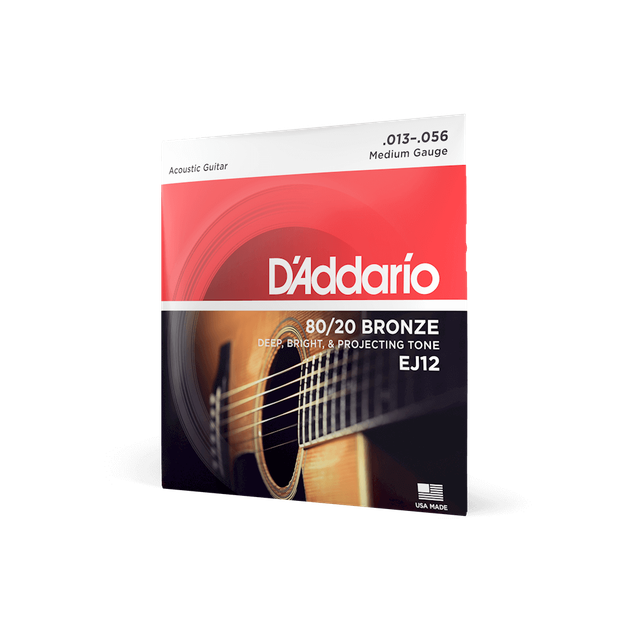 Струны для акустической гитары DʼADDARIO EJ12 80/20 Bronze Medium (13-56) - Фото 2 Струны для акустической гитары DʼADDARIO EJ12 80/20 Bronze Medium (13-56) - изображение 2