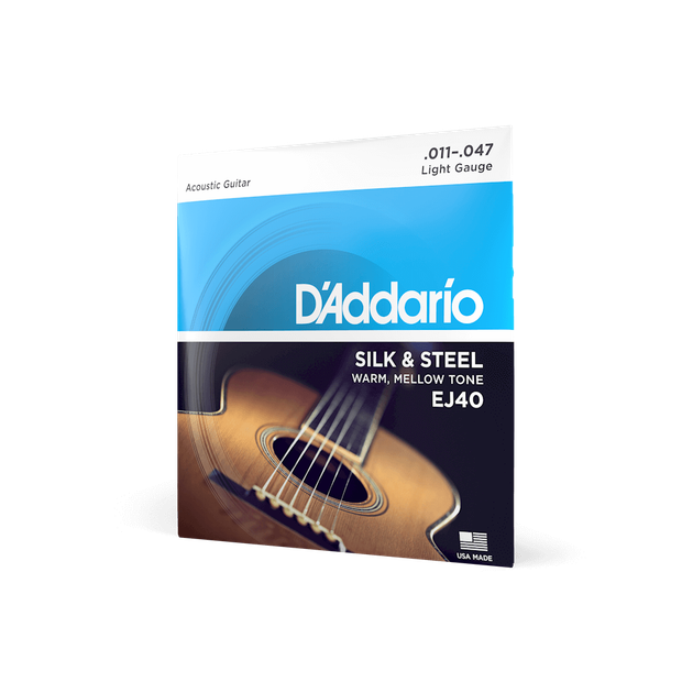 Струни для акустичної гітари DʼADDARIO EJ40 SILK & Steel Folk REGULAR Light (11-47) - Фото 2 Струни для акустичної гітари DʼADDARIO EJ40 SILK & Steel Folk REGULAR Light (11-47) - зображення 2