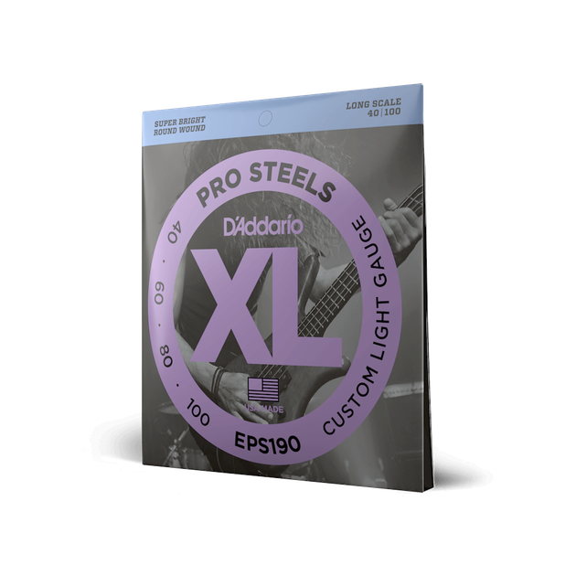 Струни для бас-гітари DʼADDARIO EPS190 XL ProSteels Bass Custom Light (40-100) - Фото 2 Струни для бас-гітари DʼADDARIO EPS190 XL ProSteels Bass Custom Light (40-100) - зображення 2