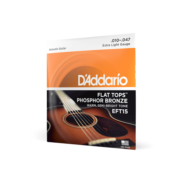 Струны для акустической гитары DʼADDARIO EFT15 Flat Tops Phosphor Bronze Extra Light (10-47) - изображение 2