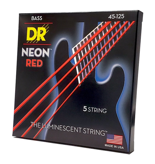 Струни для бас-гітари DR Strings NEON Red Bass - Medium 5 String (45-125) - зображення 3