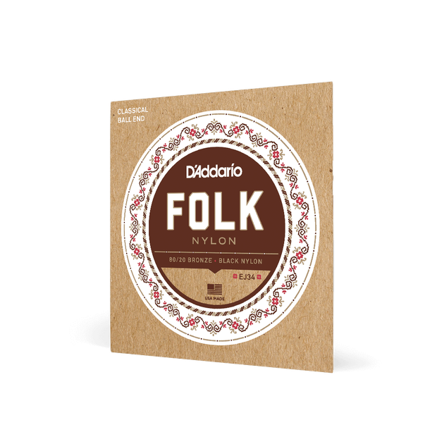 Струны для классической гитары DʼADDARIO EJ34 FOLK NYLON 80/20 Bronze Ball End Black Treble - Фото 3 Струны для классической гитары DʼADDARIO EJ34 FOLK NYLON 80/20 Bronze Ball End Black Treble - изображение 3