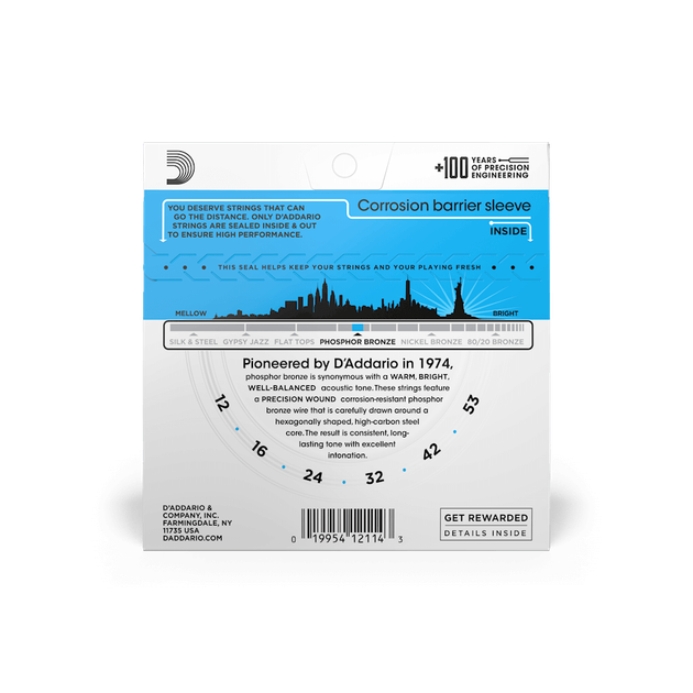 Струны для акустической гитары DʼADDARIO EJ16 Phosphor Bronze Regular Light (12-53) - Фото 3 Струны для акустической гитары DʼADDARIO EJ16 Phosphor Bronze Regular Light (12-53) - изображение 3