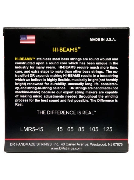 Струны для бас-гитары DR Strings HI-Beam Bass - Medium - Long Scale - 5-String (45-125) - изображение 3