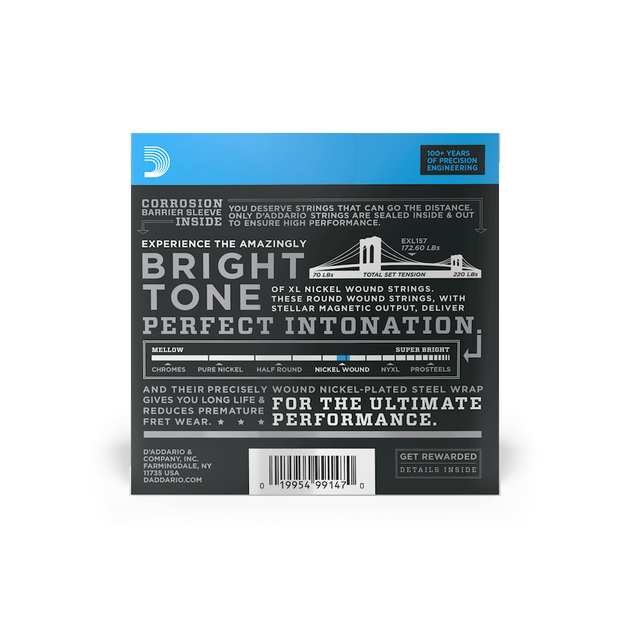 Струны для электрогитары DʼADDARIO EXL157 XL Nickel Wound Baritone Medium (14-68) - Фото 2 Струны для электрогитары DʼADDARIO EXL157 XL Nickel Wound Baritone Medium (14-68) - изображение 2