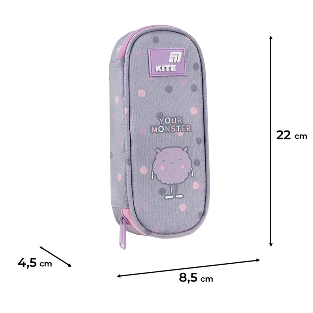 Пенал Kite Cute Monster K26-599-17, 1 отделение, клапан с карманом на молнии, для девочки - изображение 3