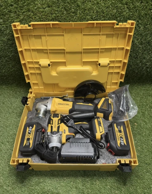 Набір акумуляторного інструменту Krafftec Germany PRO DCF600 20В 2 акумулятори + DCG413 бездротовий шуруповерт кутова шліфмашина для домашніх та професійних робіт з кейсом та зарядним пристроєм - изображение 9