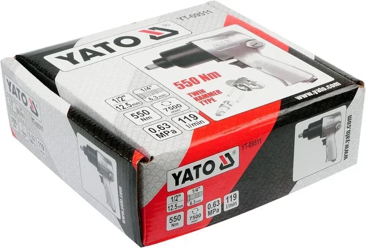 Гайковерт пневматический YATO ударный 1/2" 511 Нм YT-09511 - изображение 3
