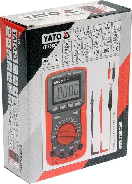 Мультиметр цифровой YATO для измерения электрических параметров YT-73087 - изображение 3