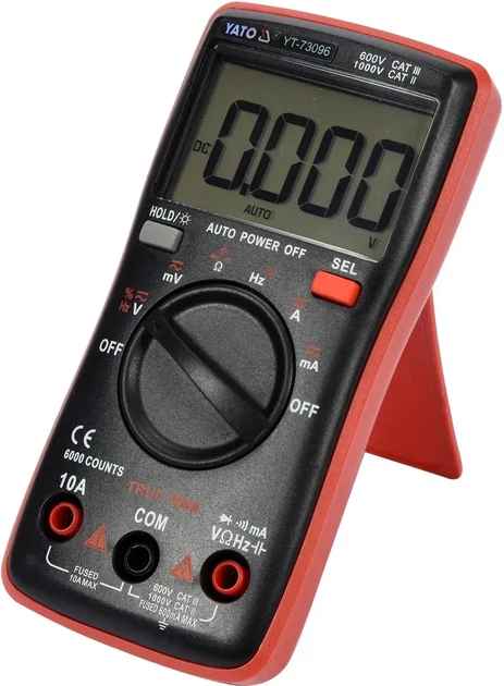 Мультиметр цифровой YATO TRUE RMS с LCD-дисплеем диапазон 6000 YT-73096 - изображение 3