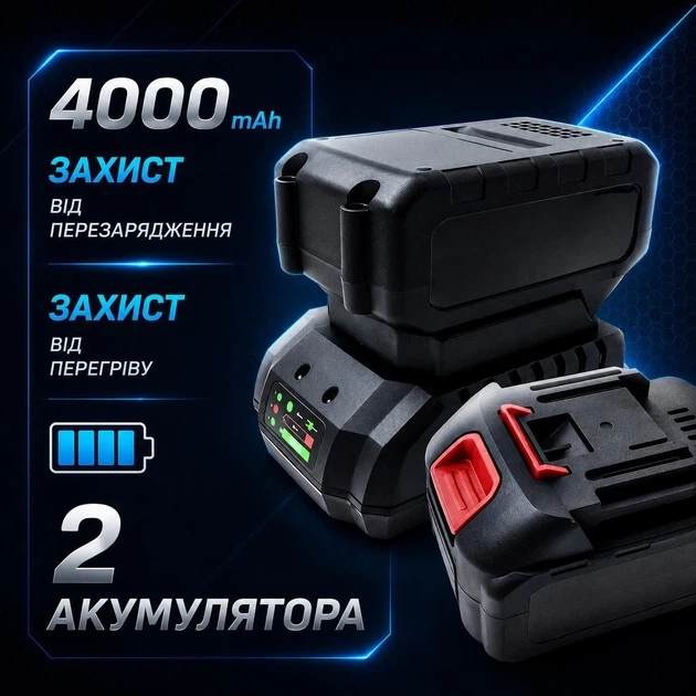 Акумуляторний гайковерт і болгарка 2в1 48V набор безщіткових інструментів з 2 АКБ для ремонту та будівництва в кейсі - изображение 9