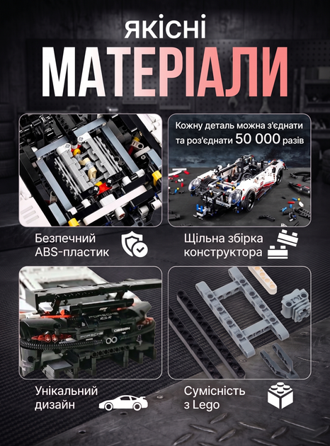Конструктор Technic Porsche 911 RSR 42096, 1580 деталей - Фото 4 Конструктор Technic Porsche 911 RSR 42096, 1580 деталей - зображення 4