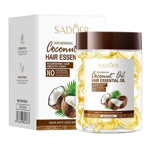 Капсулы для восстановления поврежденных волос с кокосовым маслом SADOER Coconut Oil Hair Essential Oil, 30 шт*1мл (6976623805367) - Фото 1 Капсулы для восстановления поврежденных волос с кокосовым маслом SADOER Coconut Oil Hair Essential Oil, 30 шт*1мл (6976623805367) - изображение 1
