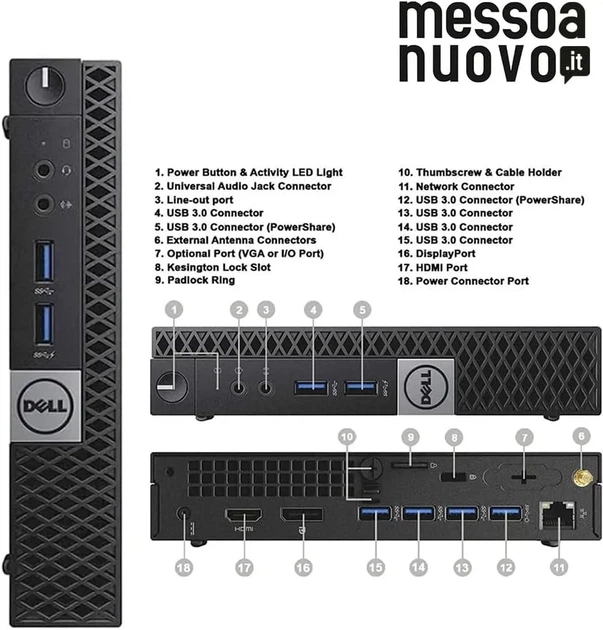 Мини ПК Dell OptiPlex 7040 / Intel Core i7-6700T / RAM 16GB / SSD 1TB / 1 x HDMI / LAN / Wi-Fi 5 / Bluetooth 4.2 / Windows 11 Pro / Черный (102021977) - Уценка - изображение 8